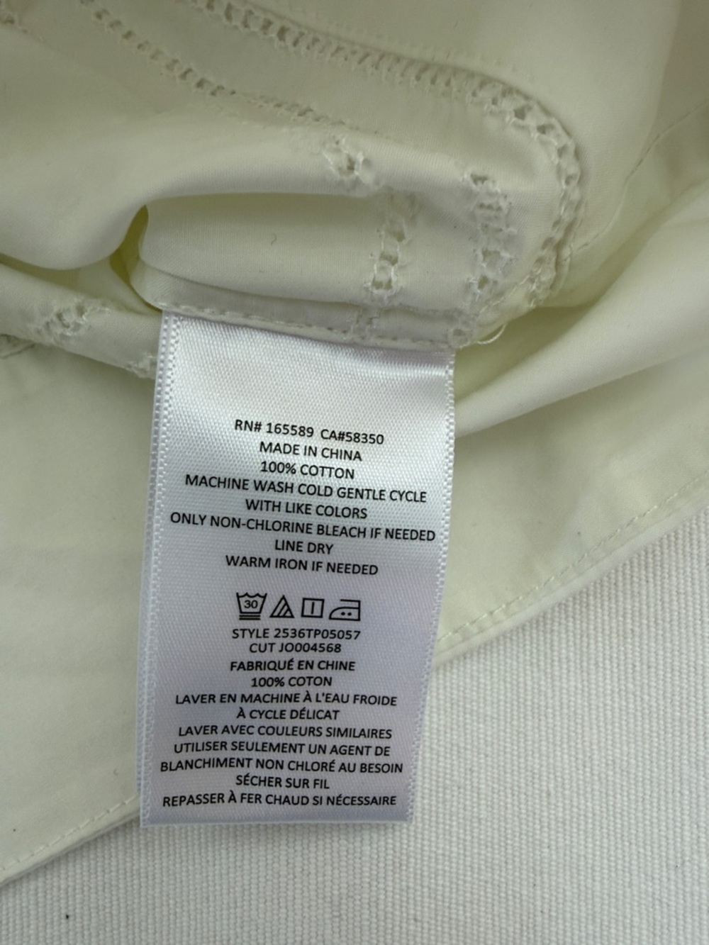 Joie Cream Eyelet-Trim Button Front Blouse - Picture 5 of 5